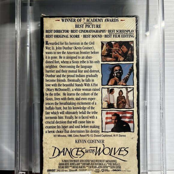 1991 VHS “Dances With Wolves” IGS 7.5 & 7.5 NM Sealed Kevin Costner Action Movie - Picture 2 of 3